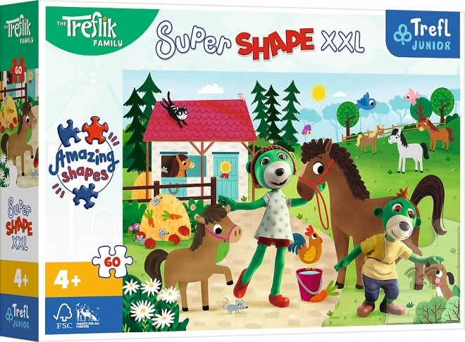 Puslespil Super Shape XXL TREFLÍCI på hestefarm 60 brikker