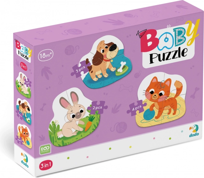 DODO babypuslespil kæledyr 3-i-1 (2, 3, 4 brikker)