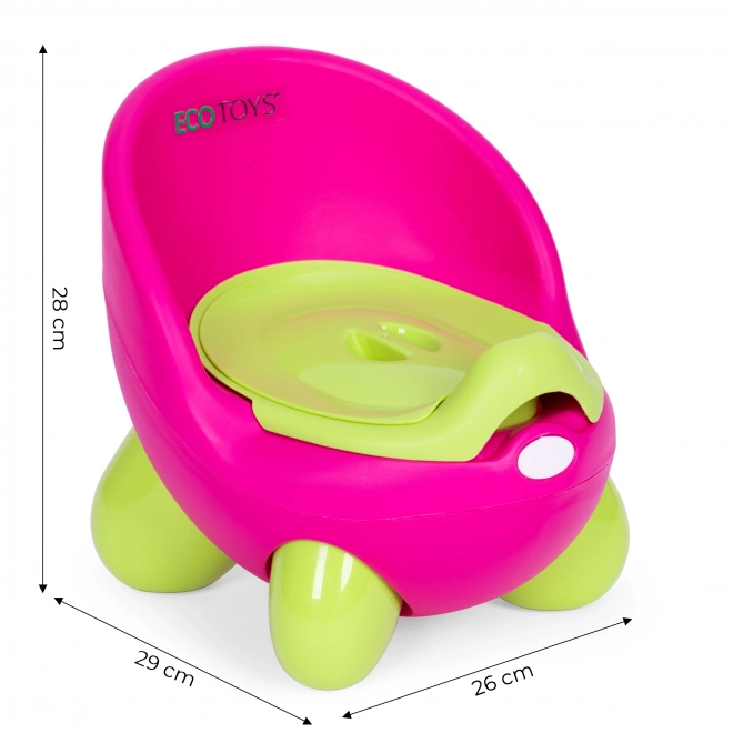 ECOTOYS Børnepotte i pink-grøn med skridsikre fødder