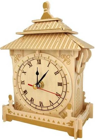 Woodcraft træ 3D-puslespil ur med funktionelt urværk