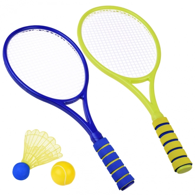 Badminton- og tennissæt med skumbolde og kurve