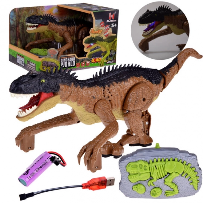 Brun dinosaur-legetøj med fjernbetjening
