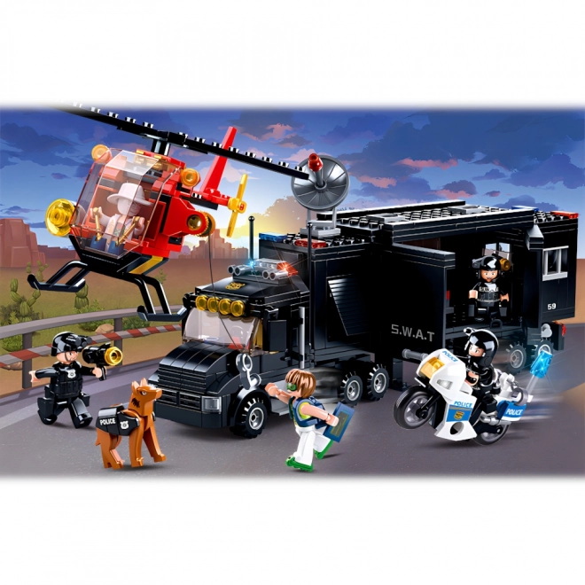Sluban Politi M38-B0659 SWAT mobil base og tyve i helikopter