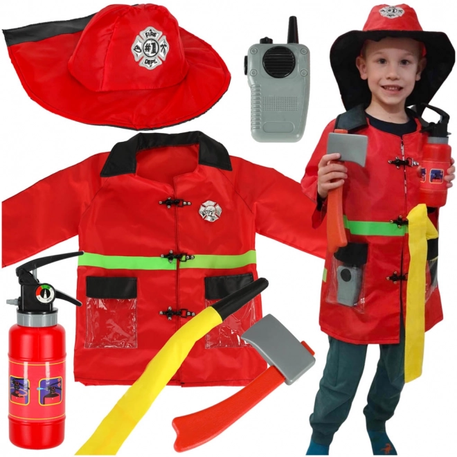 Karnevalkostume brandmand med walkie-talkie 3-8 år