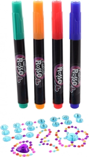 Farvede tuscher og glitrende sten