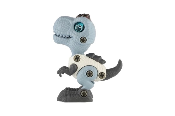 Dinosaurus skruelig plast 12cm med skruetrækker til batterier med lys og lyd i æske 15x16x7cm