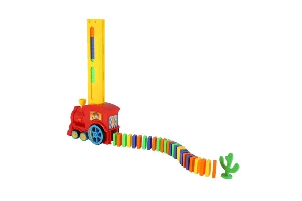 Lokomotiv/Tog domino stilleset plast 16cm med batteri med lyd og lys i kassen 33x23,5x8cm