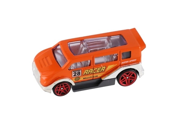 Auto racer 6 stk metal/plastik 8 cm i fri bevægelse i kasse 10,5x27,5x4 cm