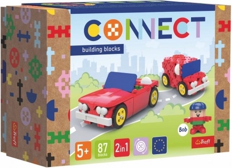 Byggesæt Connect 2-i-1 cabriolet/varevogn plast 87 dele i æske 19x13,5x9 cm