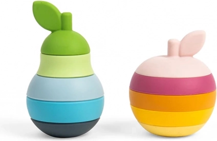 Bigjigs Toys stabelbart æble og pære – silikone stabel- og bidesæt