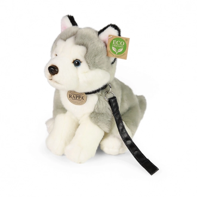 Plys Hund Husky med snor 28 cm fra Rappa