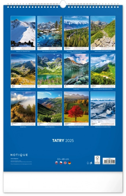 NOTIQUE Vægkalender Tatry 2025, 33 x 46 cm