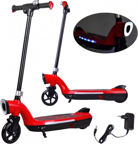 Elektrisk scooter med LED-belysning – Rød