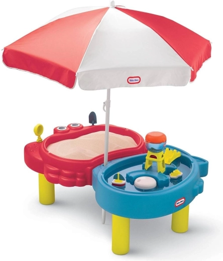 Integreret parasol til leg i skyggen