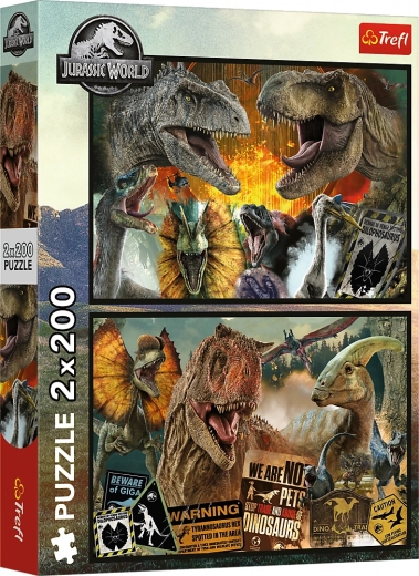 Puslespil 2×200 brikker – forhistorisk verden JURASSIC WORLD