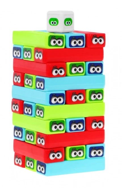 Mini Arcade Spil Jenga til børn 3+ Byggetårn + 30 farverige klodser + terninger