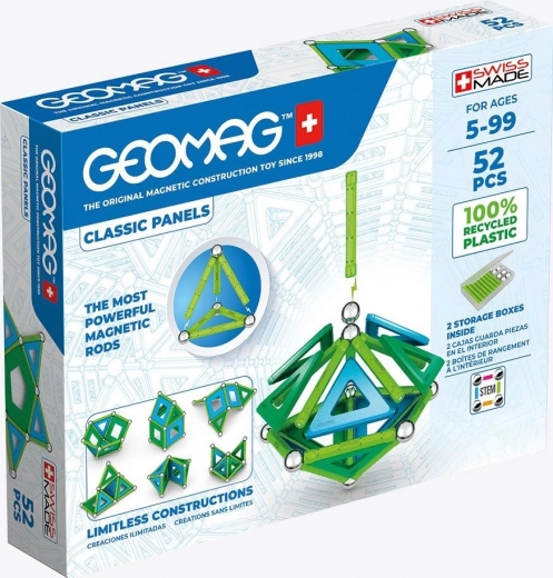 Magnetisk byggesæt GEOMAG Classic Panels Recycled, 52 dele