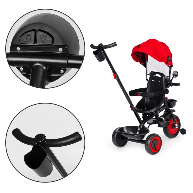3i1 trehjulede cykel med drejeligt sæde og kaleche rød ECOTOYS