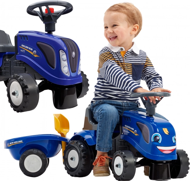 Løbecykel-traktor NEW HOLLAND med trailer og tilbehør til børn fra 1 år