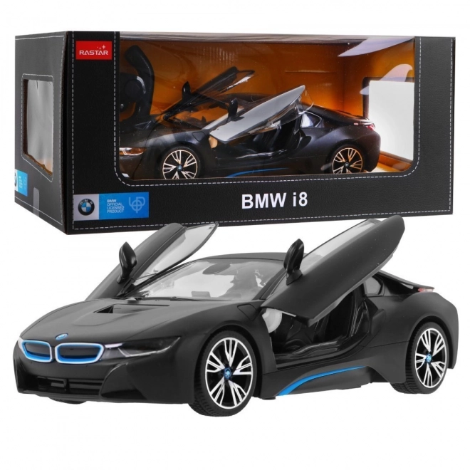 BMW i8 sort RASTAR 1:14 bil med fjernbetjening + 2,4 GHz fjernbetjening