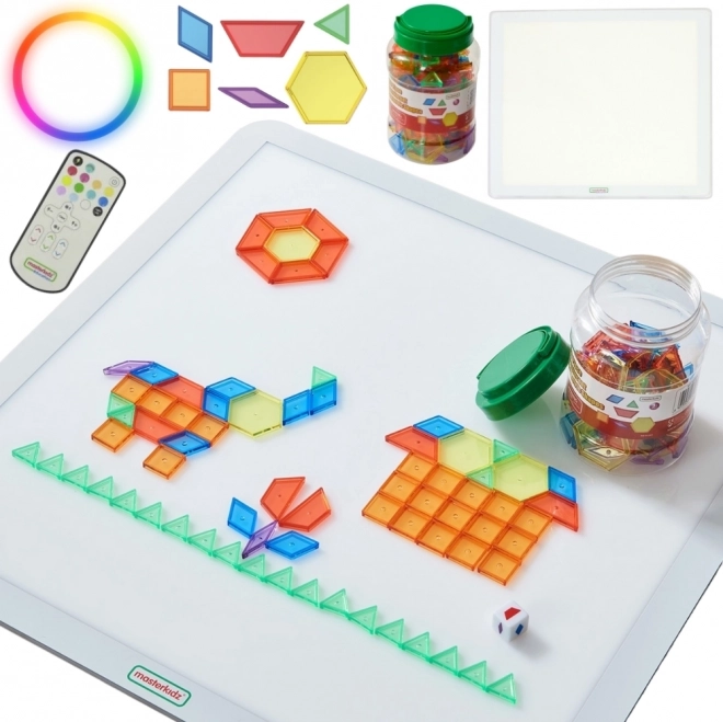 Farverig firkantet LED-panel MASTERKIDZ med Montessori-mosaik 140 stk