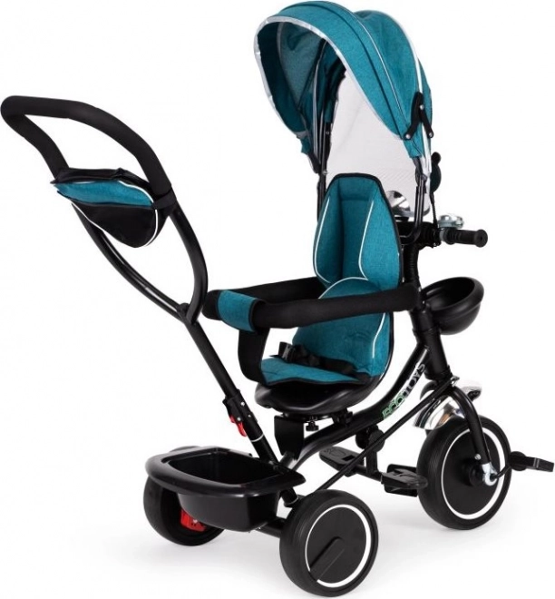 ECOTOYS Tretcykel med tag og styrstang blågrøn