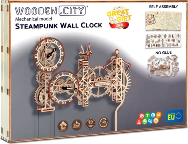 WOODEN CITY 3D puslespil Steampunk vægur 269 dele