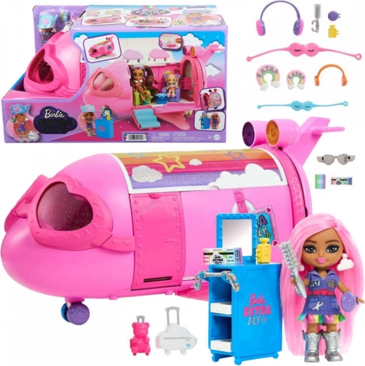 Lyserød regnbuefly BARBIE Extra Fly Minis med pilot