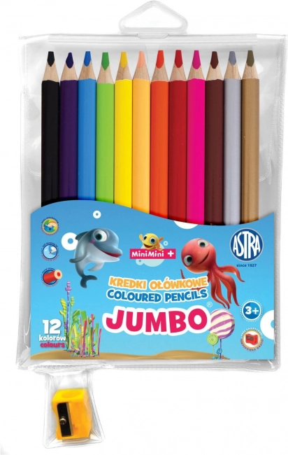 Astra farveblyanter Mini Mini Jumbo 12 stk med blyantspidser