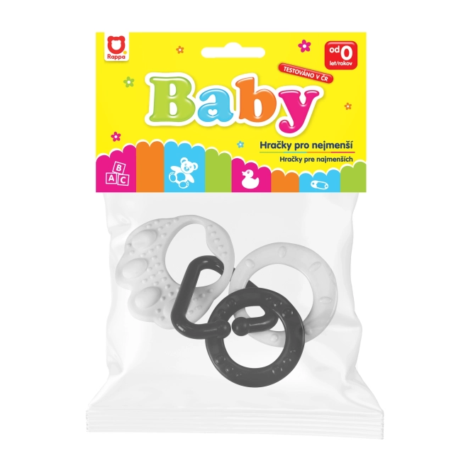 Bidering Bjørnepote med ringe i sort/hvid - silikone