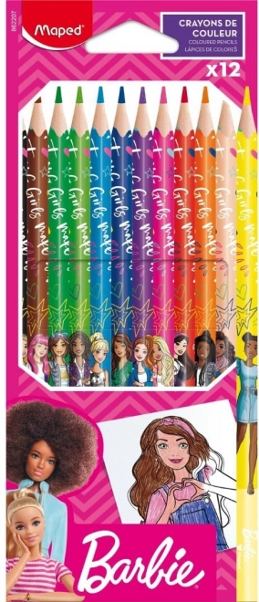 Farveblyanter Maped med Barbie-motiv, 12 stk