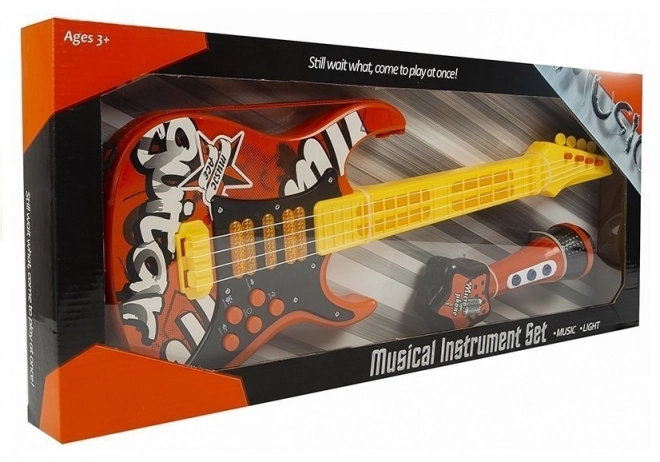 Børne elektrisk guitar med mikrofon - rød
