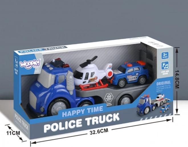 Woopie Blå Politi Trailer City Truck med Lys- og Lydeffekter