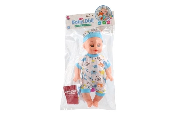 Panenka babydukke plast 32 cm fast krop drikker, tisser på batterier med lyd og tilbehør i pose