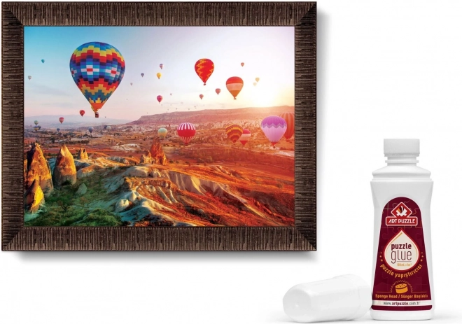 ART PUZZLE Puslespil med ramme og lim 3i1 1000 brikker – Balloner over Kappadokien