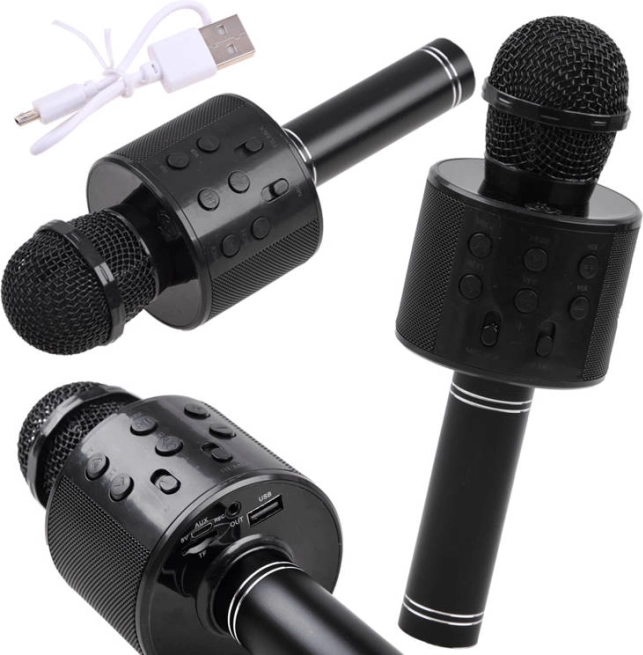 Bluetooth trådløs karaoke-mikrofon med indbygget højttaler – sort