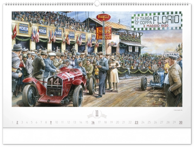 NOTIQUE Vægkalender Oldtimers – Václav Zapadlík 2025, 64 x 42 cm