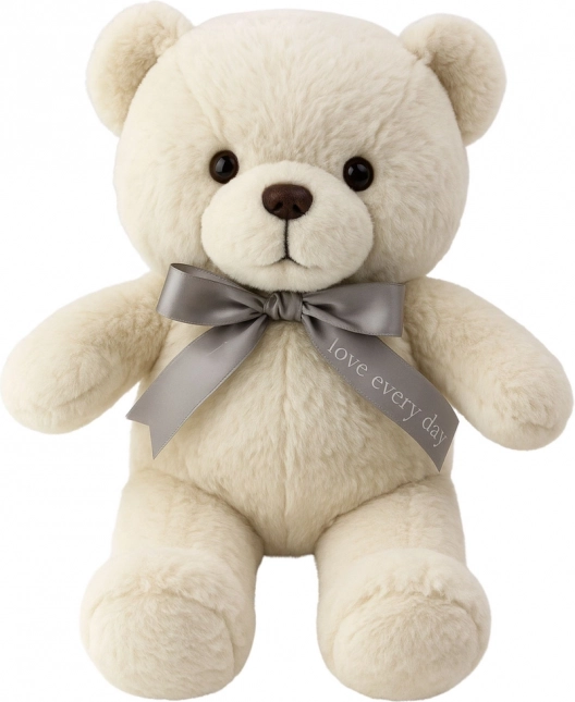 Plys Bamse Med Sløjfe Happy Every Day Hvid 55cm