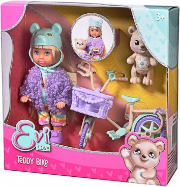 Evi Love bjørne-cykel med kurv og bamse