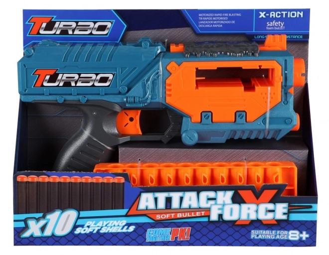 Blaster Turbo mini med udtrækkelig magasin + 10 stk. kugler