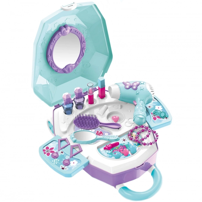 Toiletbord til piger 2-i-1 Smuk salon WOOPIE i kuffert