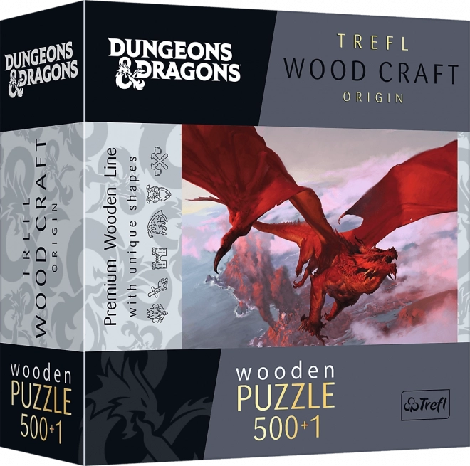TREFL Dobbelt­siddet træpuslespil Dungeons & Dragons: Antik rød drage