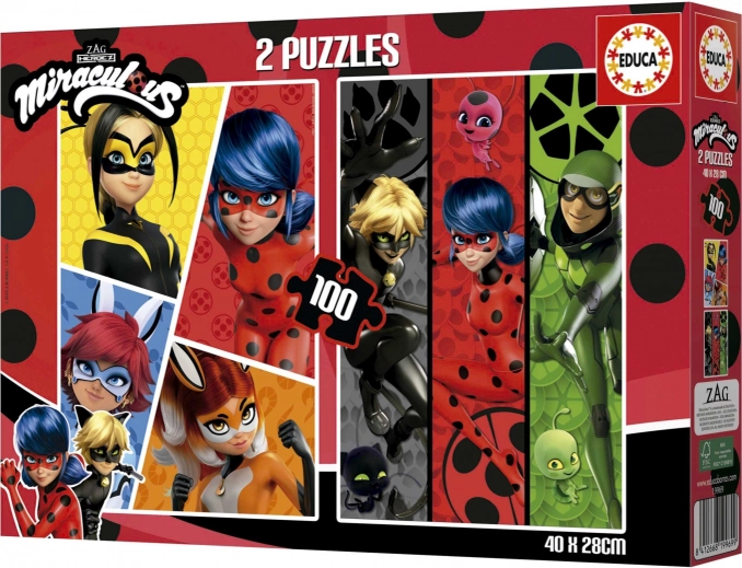 Børnepuslespil EDUCA – MIRACULOUS: MARINETTE OG KAT NOIR 2×100 brikker