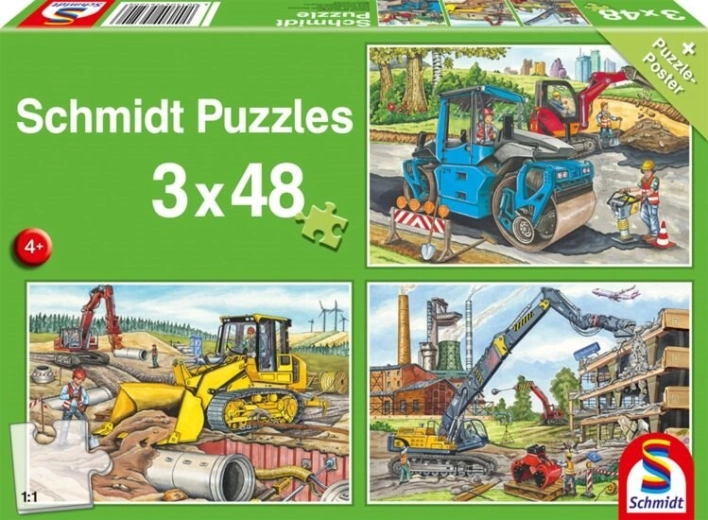Schmidt puslespil på byggepladsen 3×48 brikker