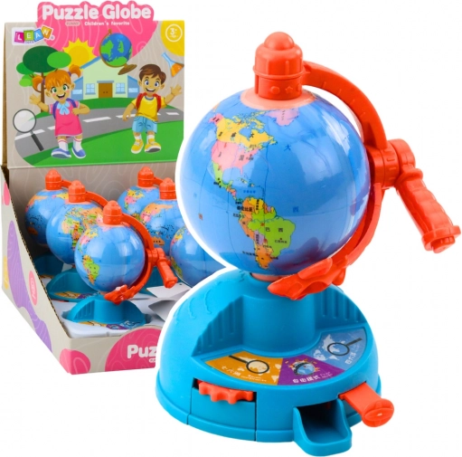 Mini globus med roterende tandhjul og bevægeligt fly