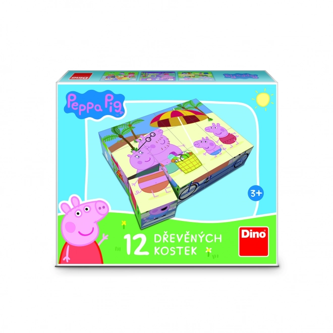 PEPPA GRIS 12 Træ licens terninger