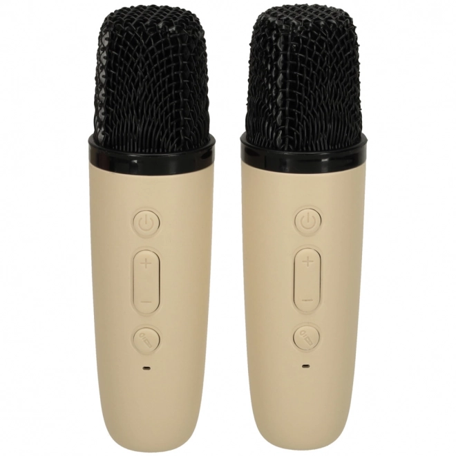 Karaoke sæt 2 mikrofoner + bærbar højttaler BLUETOOTH USB LED beige farve