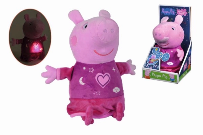 Peppa Pig 2-i-1 plys godnatursklud, med musik + lys, lyserød, 25 cm