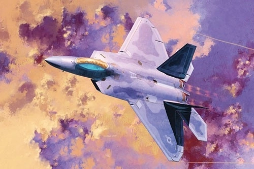 Model af fly F-22A Raptor i skala 1:72 fra Academy