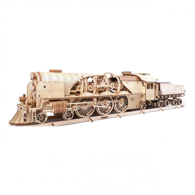 Ugears 3D puslespil - Lokomotiv V-express med vogn 538 dele